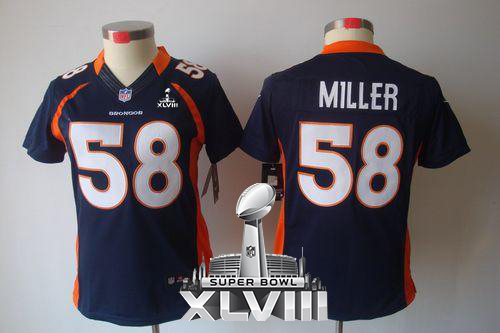  Broncos #58 Von Miller Blue Alternate Super Bowl XLVIII Women's Stitched NFL Limited Jersey