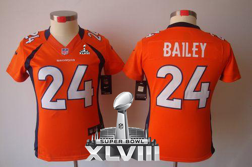  Broncos #24 Champ Bailey Orange Team Color Super Bowl XLVIII Women's Stitched NFL Limited Jersey
