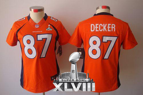 Broncos #87 Eric Decker Orange Team Color Super Bowl XLVIII Women's Stitched NFL Limited Jersey
