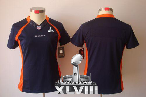  Broncos Blank Blue Alternate Super Bowl XLVIII Women's Stitched NFL Limited Jersey