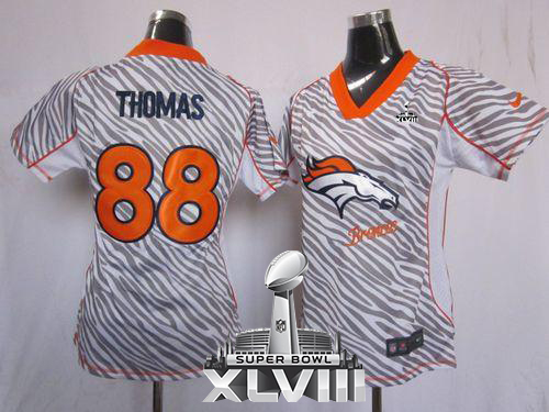  Broncos #88 Demaryius Thomas Zebra Super Bowl XLVIII Women's Stitched NFL Elite Jersey