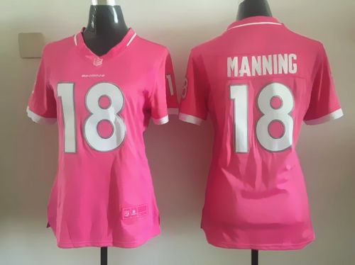  Broncos #18 Peyton Manning Pink Women's Stitched NFL Elite Bubble Gum Jersey