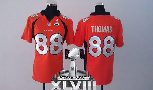  Broncos #88 Demaryius Thomas Orange Team Color Super Bowl XLVIII Women's Stitched NFL Elite Jersey