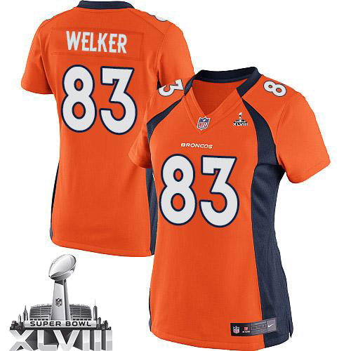  Broncos #83 Wes Welker Orange Team Color Super Bowl XLVIII Women's Stitched NFL Limited Jersey