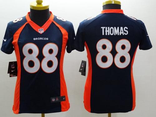  Broncos #88 Demaryius Thomas Blue Alternate Women's Stitched NFL New Limited Jersey