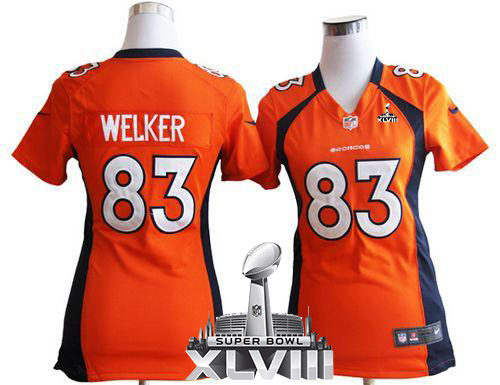  Broncos #83 Wes Welker Orange Team Color Super Bowl XLVIII Women's Stitched NFL Elite Jersey