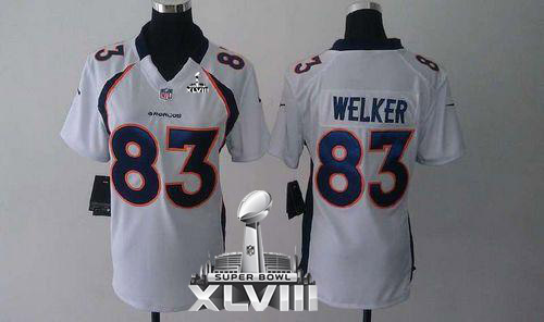  Broncos #83 Wes Welker White Super Bowl XLVIII Women's Stitched NFL Elite Jersey