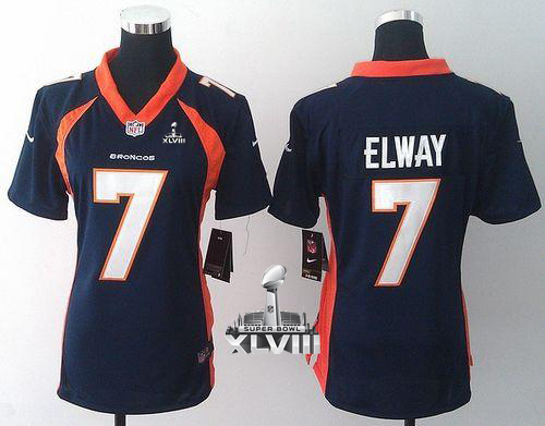  Broncos #7 John Elway Blue Alternate Super Bowl XLVIII Women's Stitched NFL New Elite Jersey