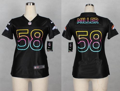  Broncos #58 Von Miller Black Women's NFL Fashion Game Jersey