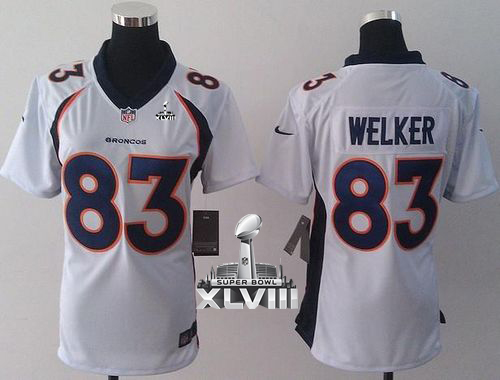  Broncos #83 Wes Welker White Super Bowl XLVIII Women's Stitched NFL New Elite Jersey
