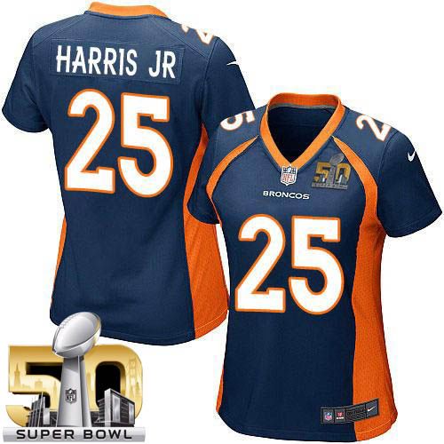  Broncos #25 Chris Harris Jr Blue Alternate Super Bowl 50 Women's Stitched NFL New Elite Jersey