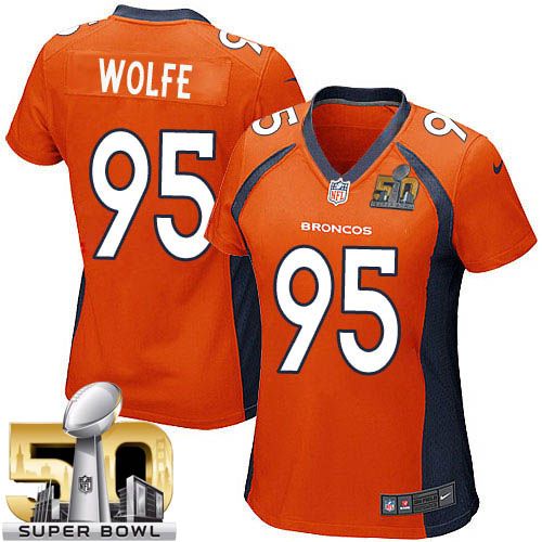  Broncos #95 Derek Wolfe Orange Team Color Super Bowl 50 Women's Stitched NFL New Elite Jersey