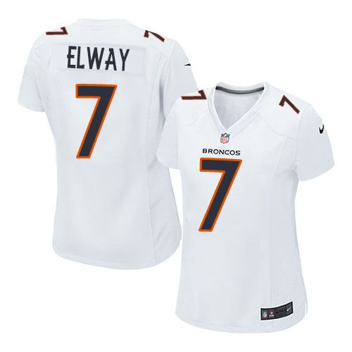  Broncos #7 John Elway White Women's Stitched NFL Game Event Jersey
