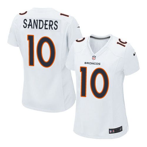  Broncos #10 Emmanuel Sanders White Women's Stitched NFL Game Event Jersey