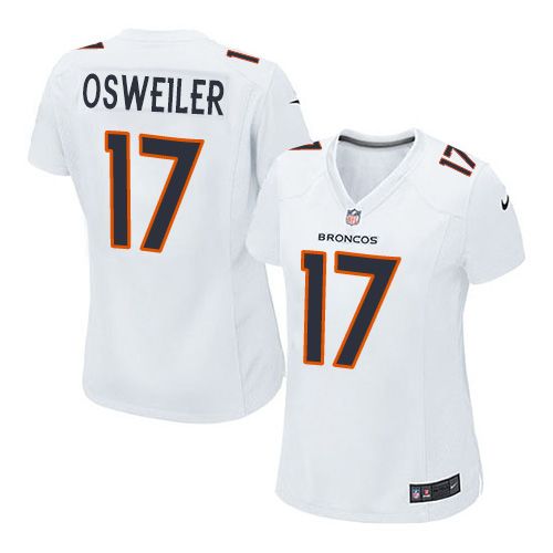  Broncos #17 Brock Osweiler White Women's Stitched NFL Game Event Jersey