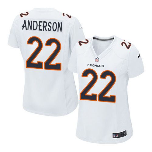  Broncos #22 C.J. Anderson White Women's Stitched NFL Game Event Jersey