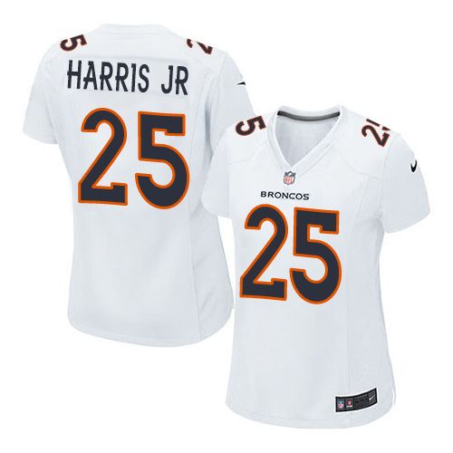  Broncos #25 Chris Harris Jr White Women's Stitched NFL Game Event Jersey