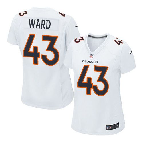  Broncos #43 T.J. Ward White Women's Stitched NFL Game Event Jersey