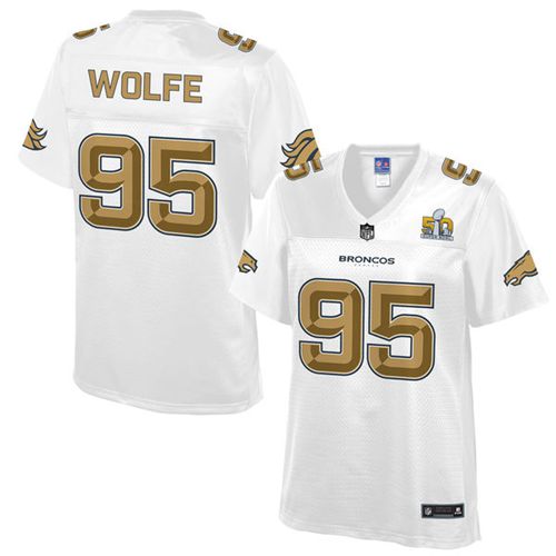 Broncos #95 Derek Wolfe White Women's NFL Pro Line Super Bowl 50 Fashion Game Jersey