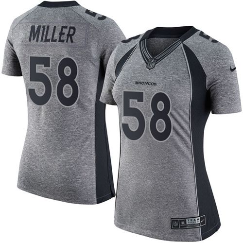  Broncos #58 Von Miller Gray Women's Stitched NFL Limited Gridiron Gray Jersey