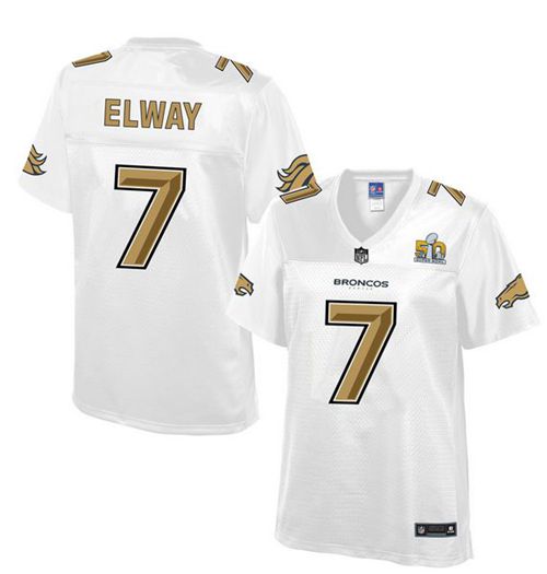  Broncos #7 John Elway White Women's NFL Pro Line Super Bowl 50 Fashion Game Jersey