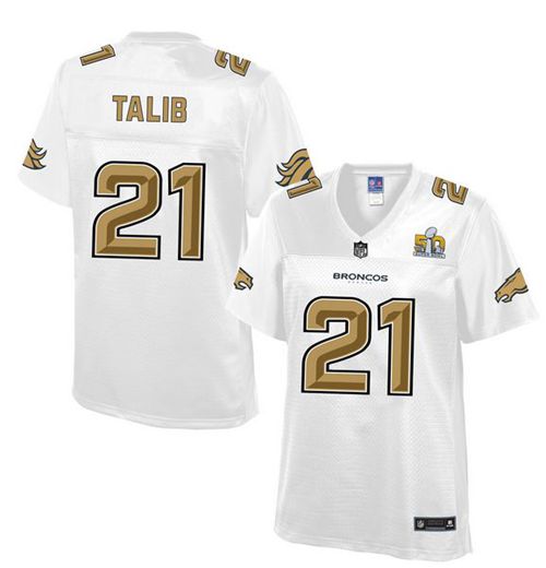  Broncos #21 Aqib Talib White Women's NFL Pro Line Super Bowl 50 Fashion Game Jersey