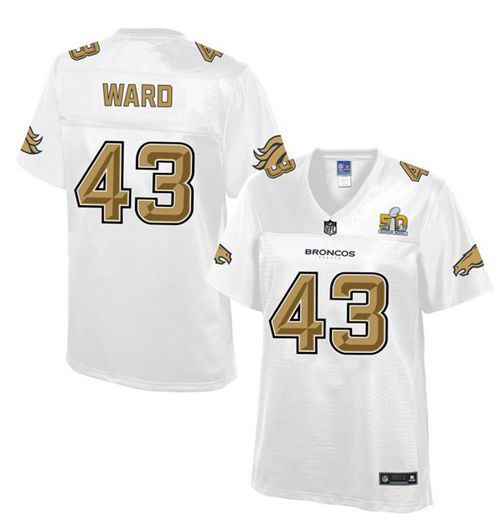  Broncos #43 T.J. Ward White Women's NFL Pro Line Super Bowl 50 Fashion Game Jersey