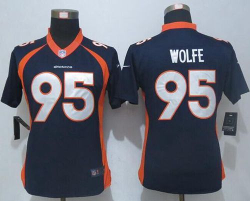  Broncos #95 Derek Wolfe Blue Alternate Women's Stitched NFL New Limited Jersey