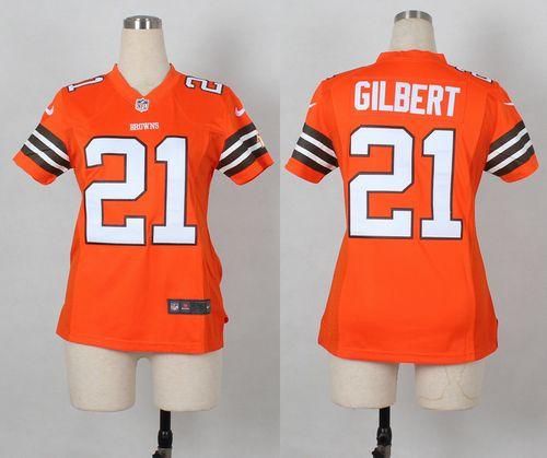  Browns #21 Justin Gilbert Orange Alternate Women's Stitched NFL Elite Jersey