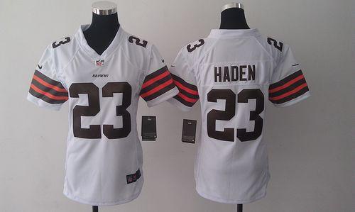  Browns #23 Joe Haden White Women's Stitched NFL Elite Jersey
