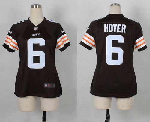  Browns #6 Brian Hoyer Brown Team Color Women's Stitched NFL Elite Jersey