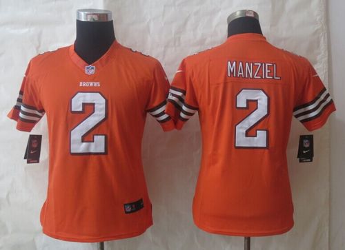  Browns #2 Johnny Manziel Orange Alternate Women's Stitched NFL Limited Jersey