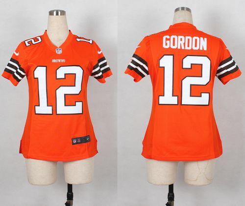  Browns #12 Josh Gordon Orange Alternate Women's Stitched NFL Elite Jersey