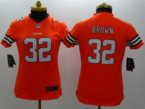  Browns #32 Jim Brown Orange Alternate Women's Stitched NFL Limited Jersey