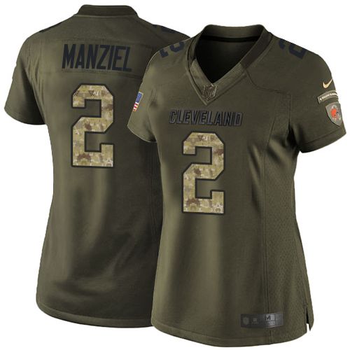  Browns #2 Johnny Manziel Green Women's Stitched NFL Limited Salute to Service Jersey