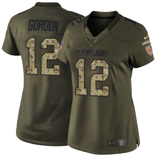  Browns #12 Josh Gordon Green Women's Stitched NFL Limited Salute to Service Jersey
