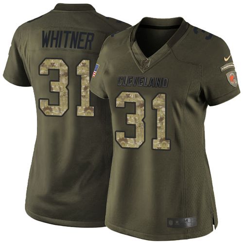  Browns #31 Donte Whitner Green Women's Stitched NFL Limited Salute to Service Jersey