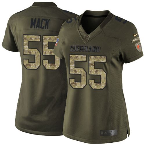  Browns #55 Alex Mack Green Women's Stitched NFL Limited Salute to Service Jersey