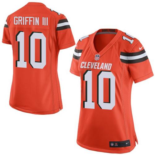 Real Nike Browns #10 Robert Griffin III Orange Alternate Women's ...