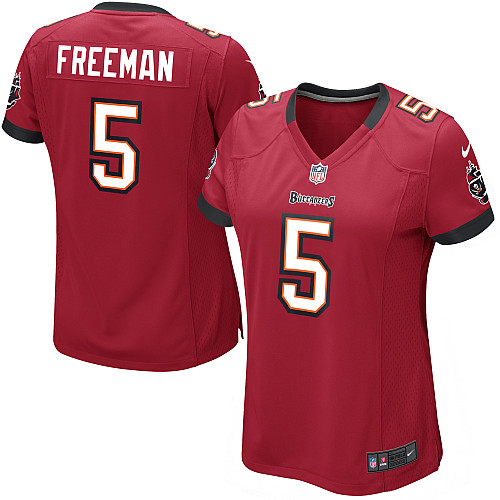  Buccaneers #5 Josh Freeman Red Team Color Women's NFL Game Jersey