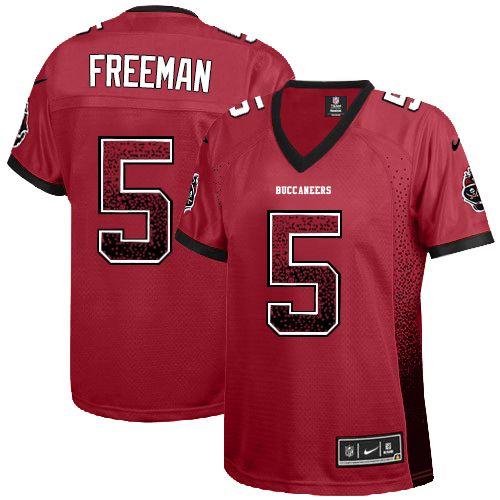  Buccaneers #5 Josh Freeman Red Team Color Women's Stitched NFL Elite Drift Fashion Jersey