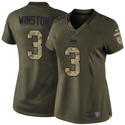  Buccaneers #3 Jameis Winston Green Women's Stitched NFL Limited Salute to Service Jersey