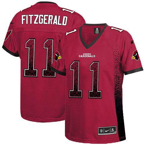  Cardinals #11 Larry Fitzgerald Red Team Color Women's Stitched NFL Elite Drift Fashion Jersey