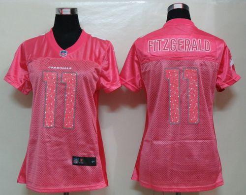  Cardinals #11 Larry Fitzgerald Pink Sweetheart Women's NFL Game Jersey