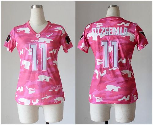  Cardinals #11 Larry Fitzgerald Pink Women's Stitched NFL Elite Camo Fashion Jersey