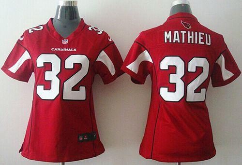  Cardinals #32 Tyrann Mathieu Red Team Color Women's Be Luv'd Stitched NFL Elite Jersey