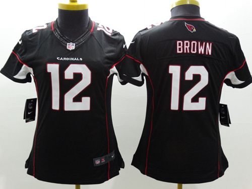  Cardinals #12 John Brown Black Alternate Women's Stitched NFL Limited Jersey