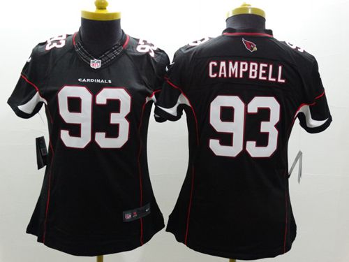  Cardinals #93 Calais Campbell Black Alternate Women's Stitched NFL Limited Jersey