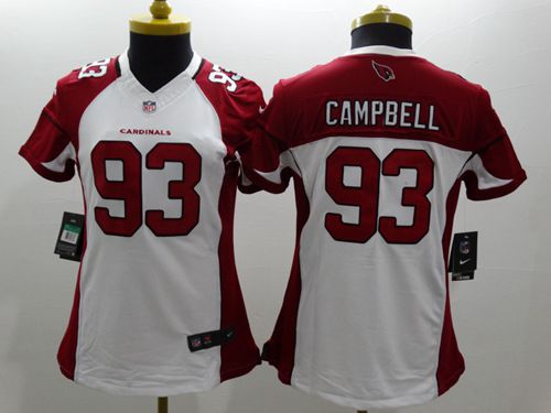  Cardinals #93 Calais Campbell White Women's Stitched NFL Limited Jersey