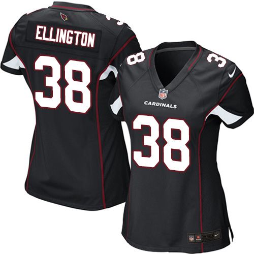  Cardinals #38 Andre Ellington Black Alternate Women's Stitched NFL Elite Jersey